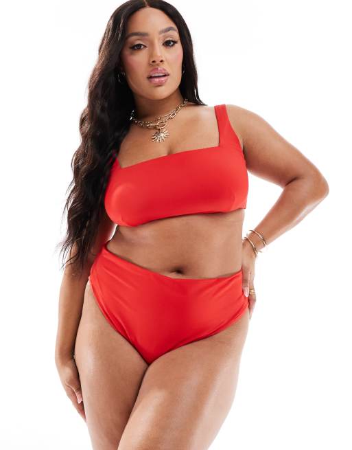 ASOS DESIGN Maya Curve mix and match set in red