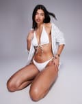 [ASOS DESIGN] ASOS DESIGN Maya high apex tie front bikini top in white 4 WHITE