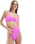[ASOS DESIGN] ASOS DESIGN Maya high leg high waist bikini bottoms in pink pop 4 Pink pop