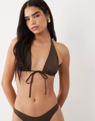 Maya Laguna - Haut de bikini noué sur l'avant à bonnets montants - Chocolat-Marron 42