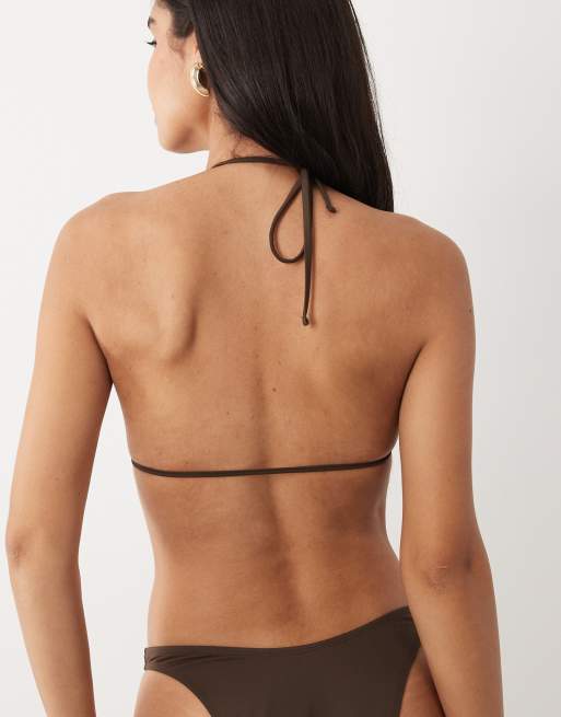 ASOS DESIGN - Maya Laguna - Top de bikini marrón chocolate de copas altas con lazada delantera, 4 de 4