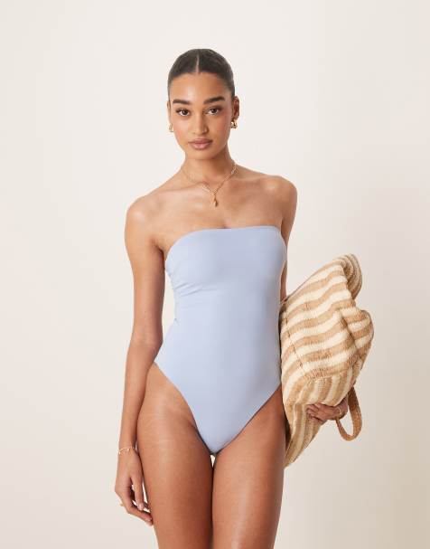 ASOS DESIGN - Maya - Maillot 1 pièce bandeau rembourré style épuré - Bleu - view 1