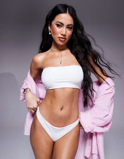 ASOS DESIGN Maya mix and match high leg thong bikini bottom in white