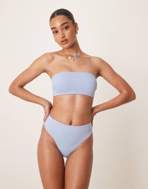 ASOS DESIGN – Maya – Mix and Match – Bikinihose in Blau mit hohem Beinausschnitt und hohem Bund - view 1