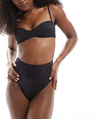 ASOS DESIGN - Maya - Mix and Match - Bikinihose in Schwarz mit hohem, breitem Bund und hohem Beinausschnitt