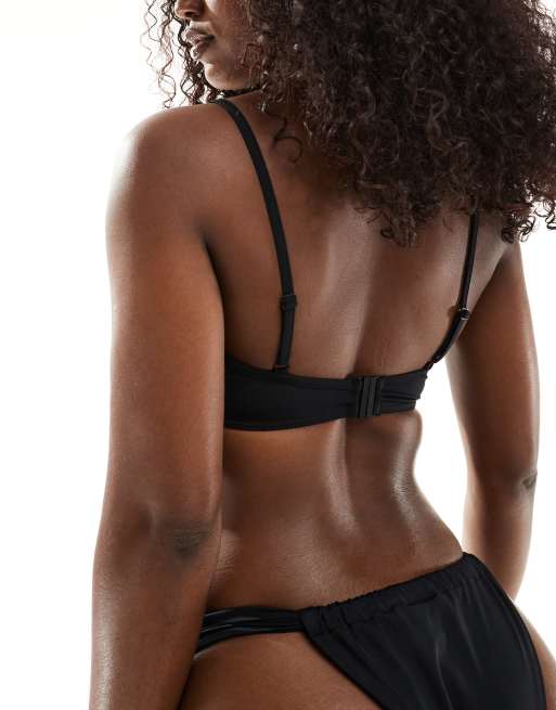ASOS DESIGN – Maya – Mix and Match – Bügel-Bikinioberteil in Schwarz mit langem Schnitt, 4 von 4