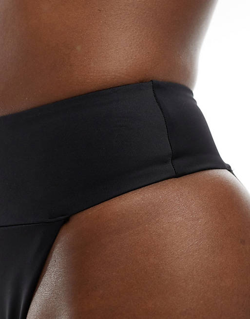 ASOS DESIGN Maya mix and match deep band ultra high leg high waist bikini  bottom in black