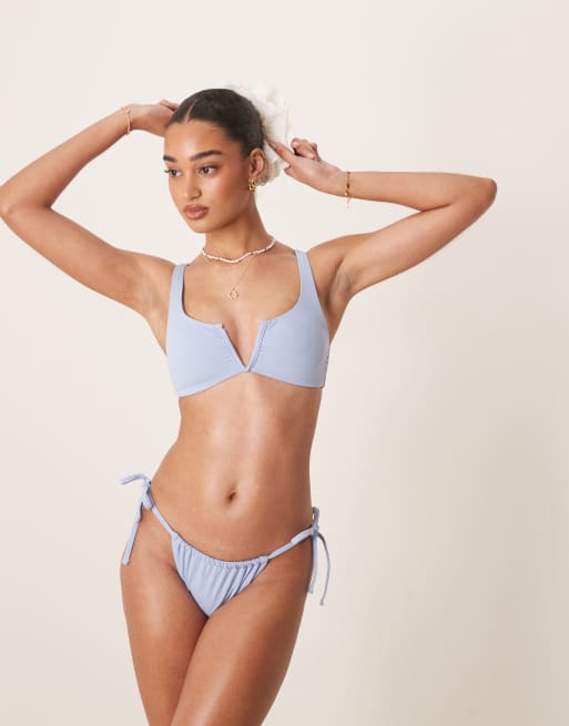 ASOS DESIGN - Maya - Mix and Match - Haut de bikini façon crop top avec armature en V - Bleu, 3 de 4