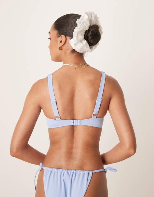 ASOS DESIGN - Maya - Mix and Match - Haut de bikini façon crop top avec armature en V - Bleu, 4 de 4