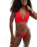 [ASOS DESIGN] ASOS DESIGN Maya Mix and Match high apex triangle bikini top in red 4 Red