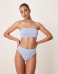 [ASOS DESIGN] ASOS DESIGN Maya Mix and Match high leg high waist bikini bottoms in blue 10 Blue