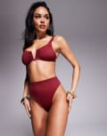 [ASOS DESIGN] ASOS DESIGN Maya Mix and Match high leg high waist bikini bottoms in burgundy-Red 10 Burgundy