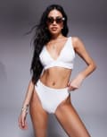 [ASOS DESIGN] ASOS DESIGN Maya Mix and Match high leg high waist bikini bottoms in white 14 White