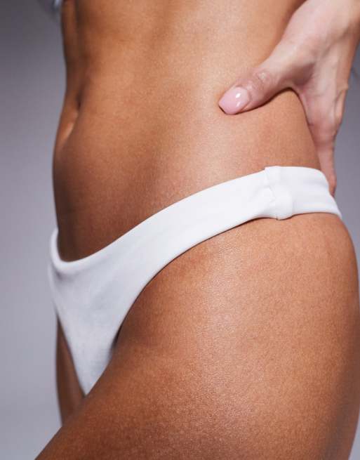 ASOS DESIGN Maya mix and match high leg thong bikini bottom in white, 3 of 4