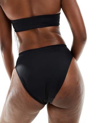 Asos Design Maya Mix And Match High Waist Wrap Front Bikini Bottom In Black