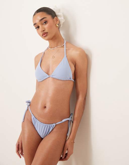 ASOS DESIGN – Maya – Mix and Match – Hinten gebundenes Triangel-Bikinioberteil in Blau, 2 von 4