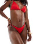 [ASOS DESIGN] ASOS DESIGN Maya Mix and Match skimpy tanga bikini bottoms with rings in red 16 Red