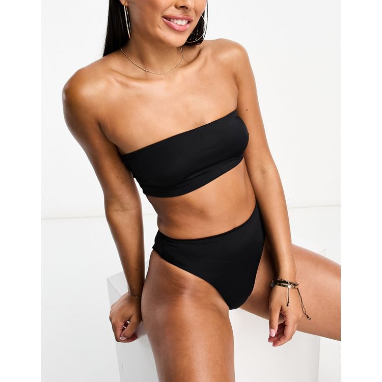 COLLUSION jersey double lined bandeau top in black