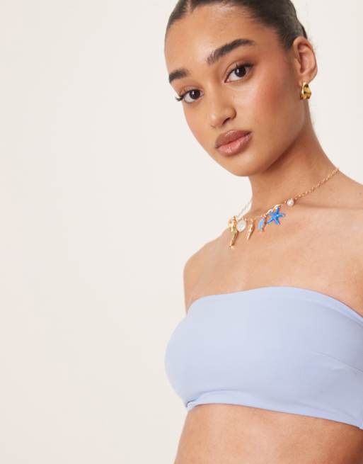 ASOS DESIGN Maya mix and match sleek bandeau bikini top in blue