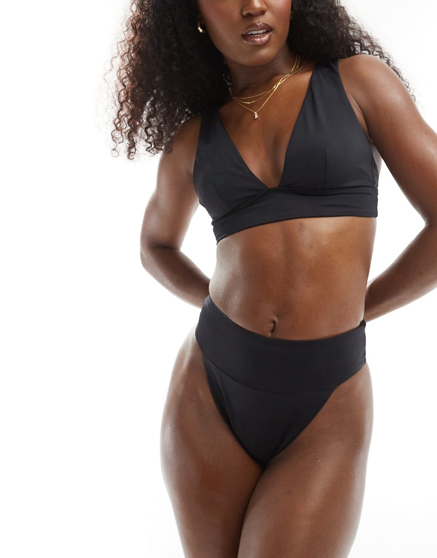 ASOS DESIGN Maya mix and match sleek plunge bikini top in black