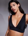 [ASOS DESIGN] ASOS DESIGN Maya Mix and Match sleek plunge bikini top in black 4 BLACK