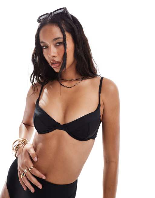 ASOS DESIGN Maya mix and match sleek underwire bikini top in black