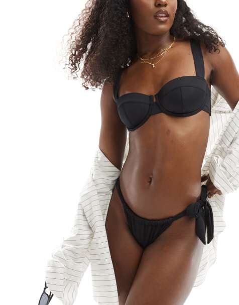 ASOS DESIGN Maya mix and match underwired padded bikini top in black - view 1