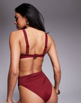 Asos Design Maya Mix And Match V-wire Crop Bikini Top In Red