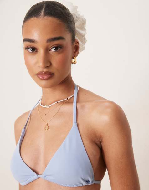 ASOS DESIGN - Maya - Mix en match - Triangel bikinitopje met gestrikte achterkant in blauw - view 1