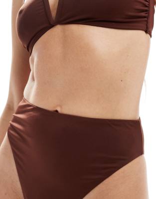 Asos Design Maya Mix & Match High Leg High Waist Bikini Bottom In Brown