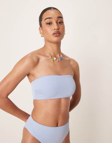 ASOS DESIGN - Maya - Mix og match - Blå glat bandeau-bikinitop - view 1