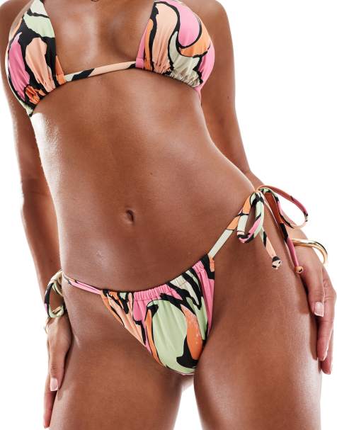 ASOS DESIGN - Maya - Mix og match - Pastelfarvede bikinitrusser med bindebånd i siderne og abstrakt mønster - view 1