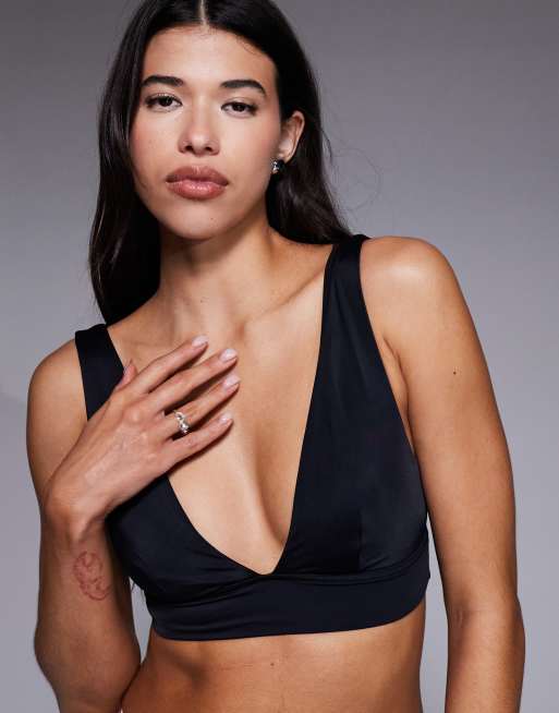 ASOS DESIGN - Maya - Mix og match - Sort tætsiddende bikinitop med plunge, 3 af 4