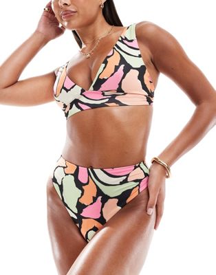 ASOS DESIGN Maya plunge triangle bikini top with ruche detail in