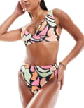 [ASOS DESIGN] ASOS DESIGN Maya plunge triangle bikini top with ruched detail in abstract pastel-Multi 6 Abstract Pastel