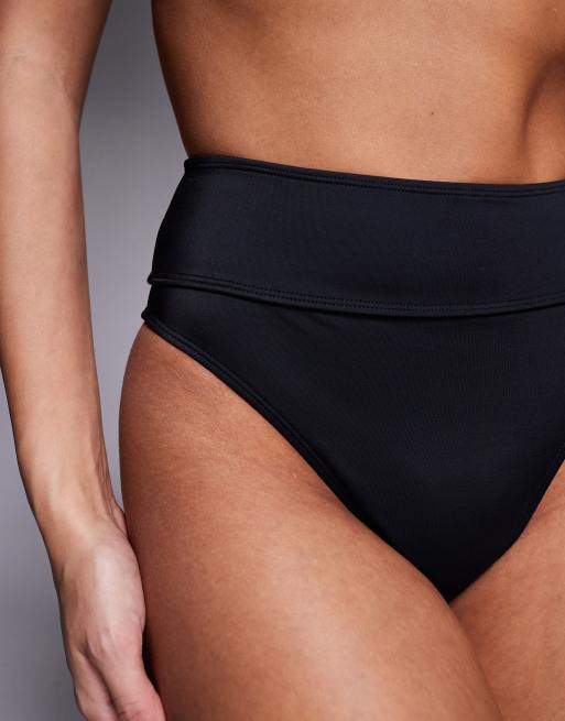 ASOS DESIGN - Maya Portofino - Sorte bikinitrusser med høj benskæring og indsyet talje, 4 af 4