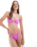 [ASOS DESIGN] ASOS DESIGN Maya ruched tanga bikini bottoms in pink pop 10 Pink pop
