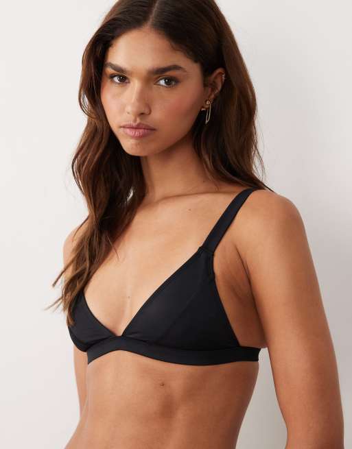 ASOS DESIGN Maya Santa Monica structured triangle bikini top in black, 3 of 4