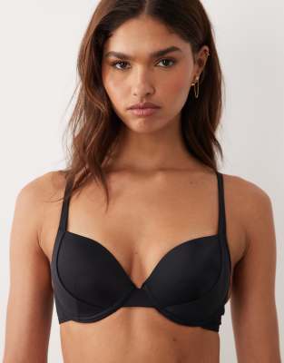 ASOS DESIGN - Maya Sintra - Push-up-Bikinioberteil in Schwarz mit Bügel und Riemchendetail