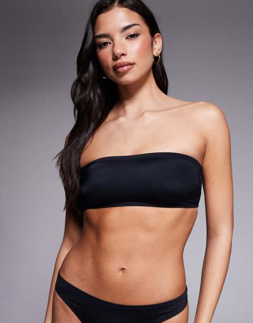 ASOS DESIGN Maya sleek bandeau bikini top in black, 4 of 4