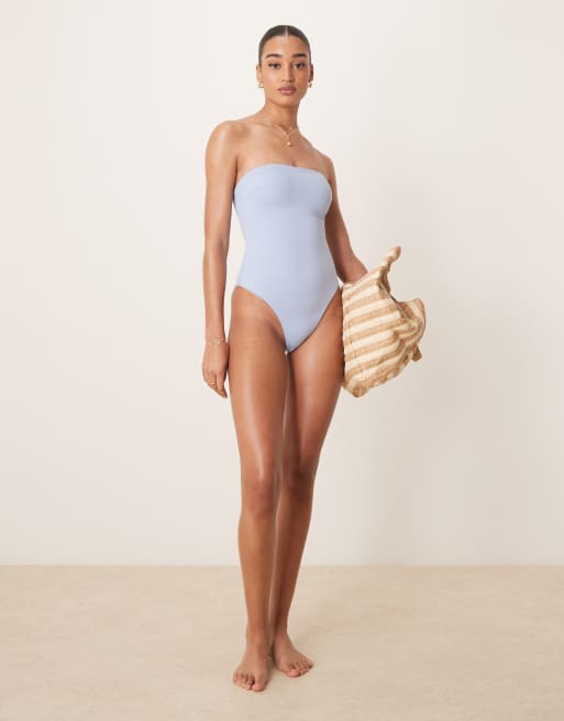 ASOS DESIGN - Maya - Maillot 1 pièce bandeau rembourré style épuré - Bleu