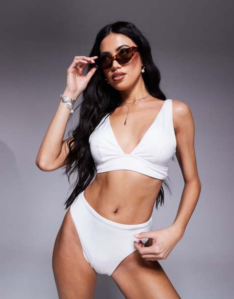 ASOS DESIGN - Maya - Top bikini bianco con scollo profondo mix and match - view 1