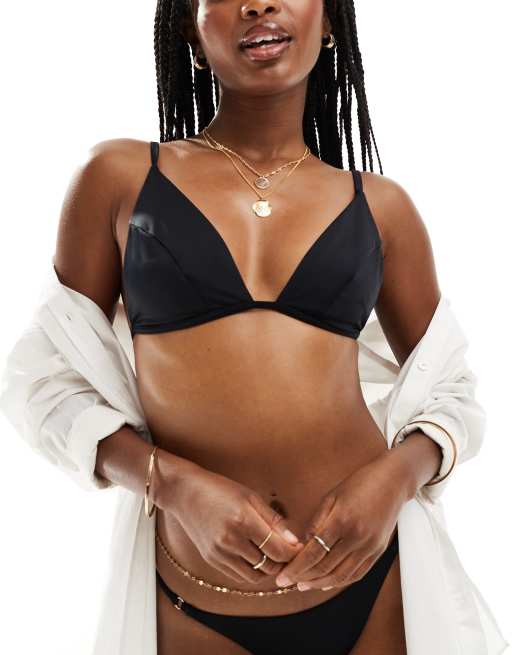 ASOS DESIGN - Maya - Trekantsformet bikinitop i sort med syningsdetalje