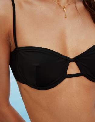 Asos Design Maya Underwired Balcony Bikini Top In Black
