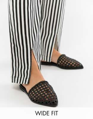 woven black mules