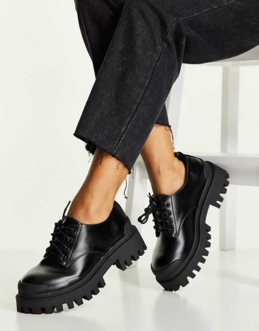 ASOS DESIGN - Mayan - Sorte flade chunky snøresko