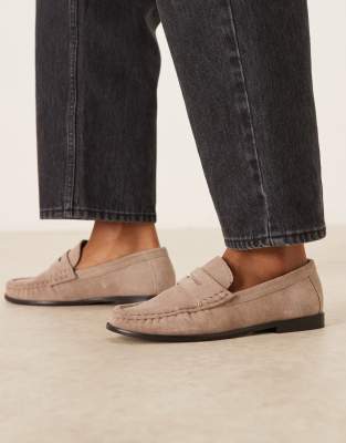 ASOS DESIGN - Mayfair - Mocassins froncés en daim de qualité supérieure - Sable-Neutre