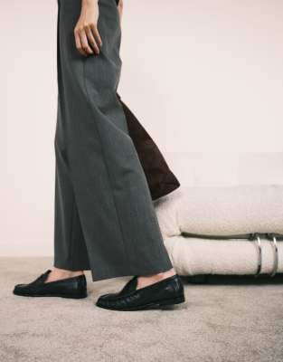 Asos Design Mayfair Premium Ruched Loafers In Black