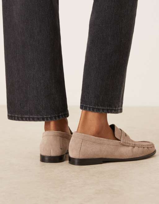 ASOS DESIGN Mayfair premium ruched loafers in sand suede, 2 of 4
