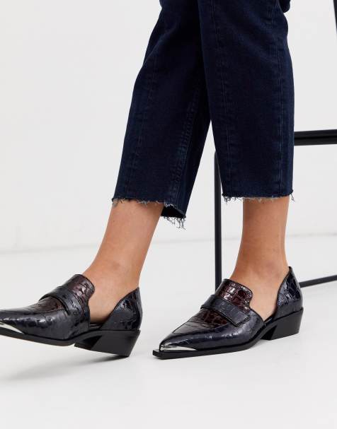 ASOS DESIGN - Mayor - Mocassins en cuir style western - Bleu marine et bordeaux